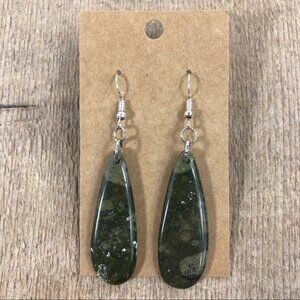 Camo Jasper Hanging Tear Drop Earrings